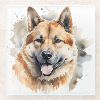 DESSOUS-DE-VERRE EN VERRE BEAU COULEUR D'EAU AKITA DOG FACE