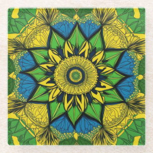 Dessous-de-verre En Verre Beau Dessous de verre en verre. Le design Mandala.