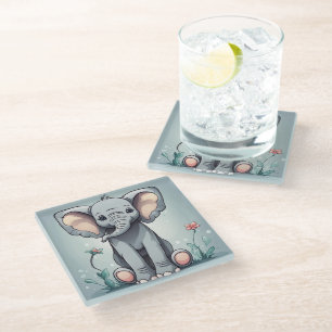 Dessous-de-verre En Verre Beau éléphant assis