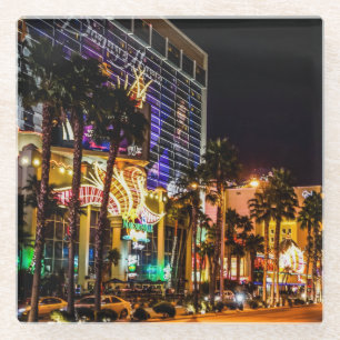Dessous-de-verre En Verre Beau Las Vegas Strip à la nuit