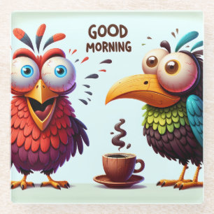 Dessous-de-verre En Verre Beau Matin Oiseau