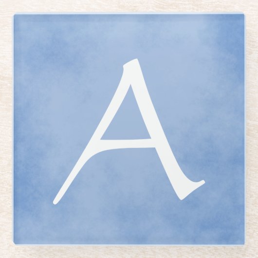 Dessous-de-verre En Verre Beau monogramme bleu (Devant)