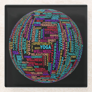 Dessous-de-verre En Verre Beau Yoga Wellness & Harmony Globe