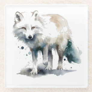 Dessous-de-verre En Verre Beauté Arctique : Renard d'Hiver