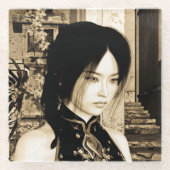 Dessous-de-verre En Verre Beauté asiatique (Devant)