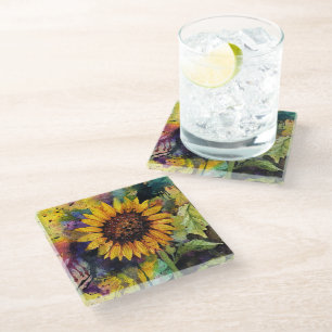 Dessous-de-verre En Verre Beaux Tournesols En Aquarelle