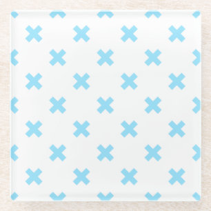 Dessous-de-verre En Verre Bébé bleu croix coutures sur blanc