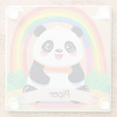 Dessous-de-verre En Verre Bébé mignon Panda arc-en-ciel (Dos)