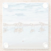 Dessous-de-verre En Verre Bécasseaux fonctionnant le long de la plage (Dos)