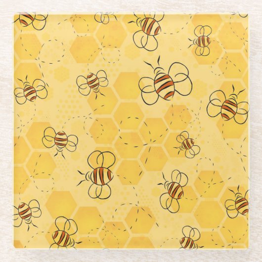 Dessous-de-verre En Verre Bee Buzzing Honey Bees mignonne (Devant)