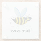 Dessous-de-verre En Verre Bee caractère avec mustache lunettes de soleil Bee (Dos)