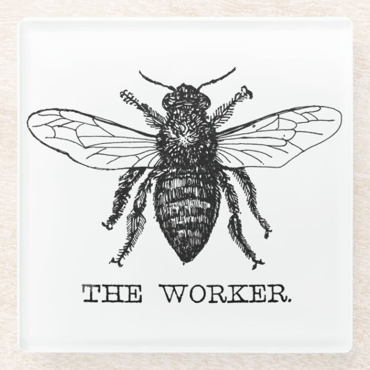 Dessous-de-verre En Verre Bee Worker Honey Black Bumblebee (Devant)