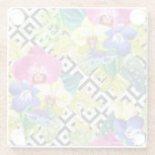 Dessous-de-verre En Verre Bégonia et palmettes d'orchidée (Dos)