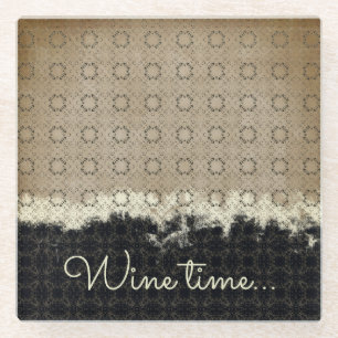 Dessous-de-verre En Verre Beige Abstrait, Gris, Bronze Motif Vintage