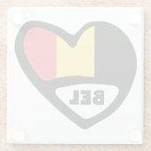 Dessous-de-verre En Verre Belgique Code Pays Drapeau Coeur BEL (Dos)