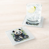 Dessous-de-verre En Verre Belle aquarelle Panda Bear (Incliné)
