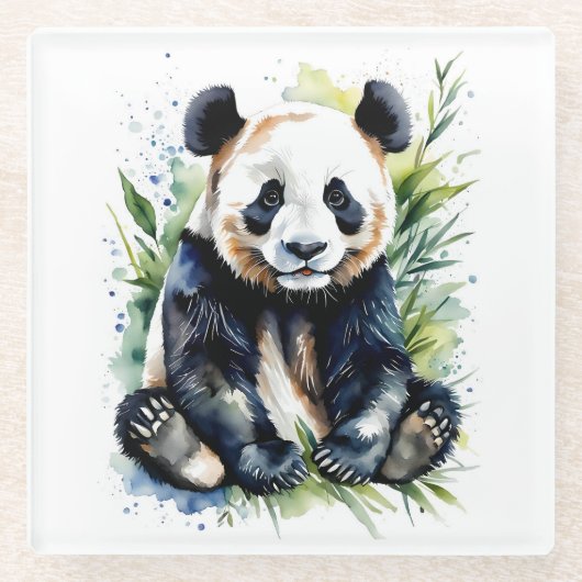 Dessous-de-verre En Verre Belle aquarelle Panda Bear (Devant)