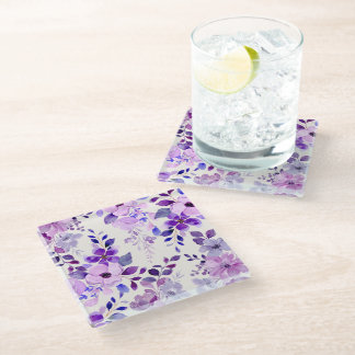 Dessous-de-verre En Verre Belle Aquarelle violette Dessous de verre Floral