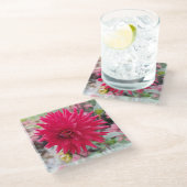 Dessous-de-verre En Verre Belle Fleur Dahlia Rose (Incliné)
