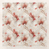 Dessous-de-verre En Verre Belle Flore Rouge Blanc (Devant)