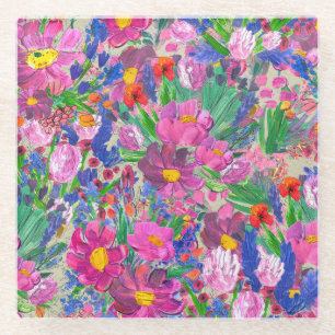 Dessous-de-verre En Verre Belles fleurs : papier peint Fleur sauvage aquarel