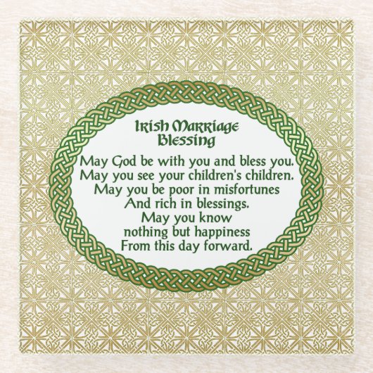 Dessous-de-verre En Verre Bénédiction irlandaise de mariage, or et mariage (Devant)