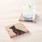 Dessous-de-verre En Verre Berger anatolien avec Rose - Saint-Valentin (Incliné)