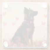 Dessous-de-verre En Verre Berger anatolien avec Rose - Saint-Valentin (Dos)