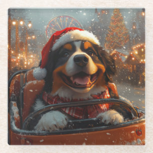 Dessous-de-verre En Verre Bernois Mountain Dog Roller Dessous de verre Noël