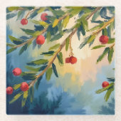 Dessous-de-verre En Verre Berries & Greenery | Merry Christmas (Devant)