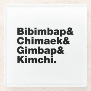 Dessous-de-verre En Verre Bibimbap & Chimaek & Gimbap & Kimchi. Aliments cor