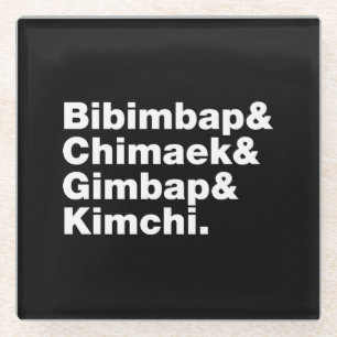 Dessous-de-verre En Verre Bibimbap & Chimaek & Gimbap & Kimchi. Aliments cor