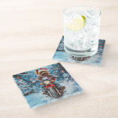 Dessous-de-verre En Verre Biewer Terrier Chien équitation Moto Noël (Incliné)