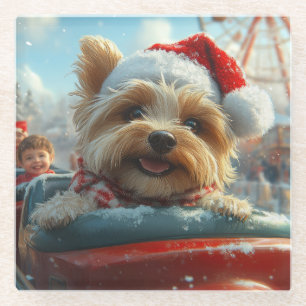 Dessous-de-verre En Verre Biewer Terrier Dog Roller Coaster Noël