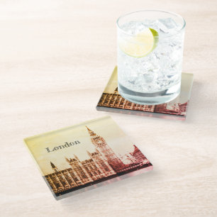 Dessous-de-verre En Verre Big Ben Horloge & Londres, Westminster / Royaume-U