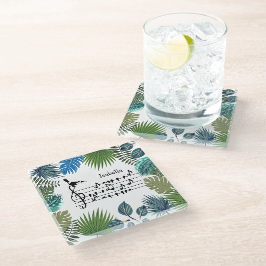 Dessous-de-verre En Verre Birdsong toucan personnalisable (Incliné)