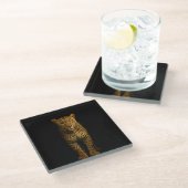 Dessous-de-verre En Verre Black 4 Luxe Glass coaster, Majestic Leopard (Incliné)