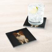 Dessous-de-verre En Verre Black 4 Luxe Glass coaster, Refined Papillon (Incliné)