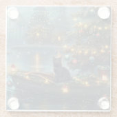 Dessous-de-verre En Verre Black Cat Noël Festive Voyage (Dos)