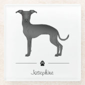 Dessous-de-verre En Verre Black Italien Greyhound mignon chien avec texte pe (Devant)