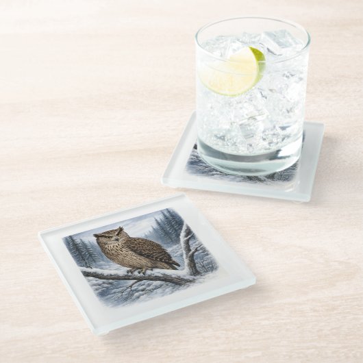 Dessous-de-verre En Verre Blakiston’s Fish Owl in Winter Forest –  (Incliné)