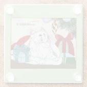 Dessous-de-verre En Verre Blanc Chat Noël Ornements drôle (Dos)