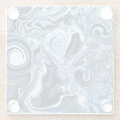 Dessous-de-verre En Verre Bleu, blanc et doré Fluid Art (Dos)