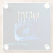 Dessous-de-verre En Verre Bleu brillant Chanukkah Menorah (Dos)