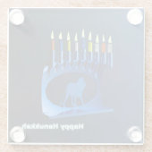 Dessous-de-verre En Verre Bleu brillant Chanukkah Menorah (Dos)