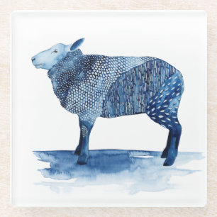 Dessous-de-verre En Verre Bleu de cobalt Animaux de ferme - Moutons