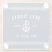 Dessous-de-verre En Verre Bleu de marine classique | Rustic Ancre Nom du bat (Dos)