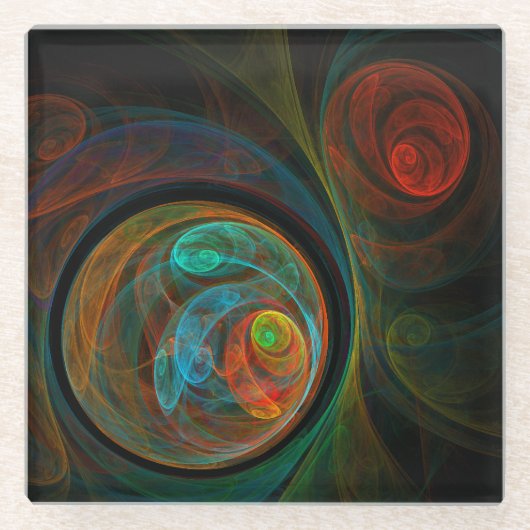 Dessous-de-verre En Verre Bleu de renaissance Art Abstrait (Devant)