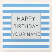 Dessous-de-verre En Verre Bleu Et Blanc Joyeux Anniversaire (Devant)