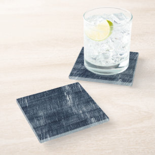 Dessous-de-verre En Verre Bleu foncé Jean Faux Denim (pas de denim réel)